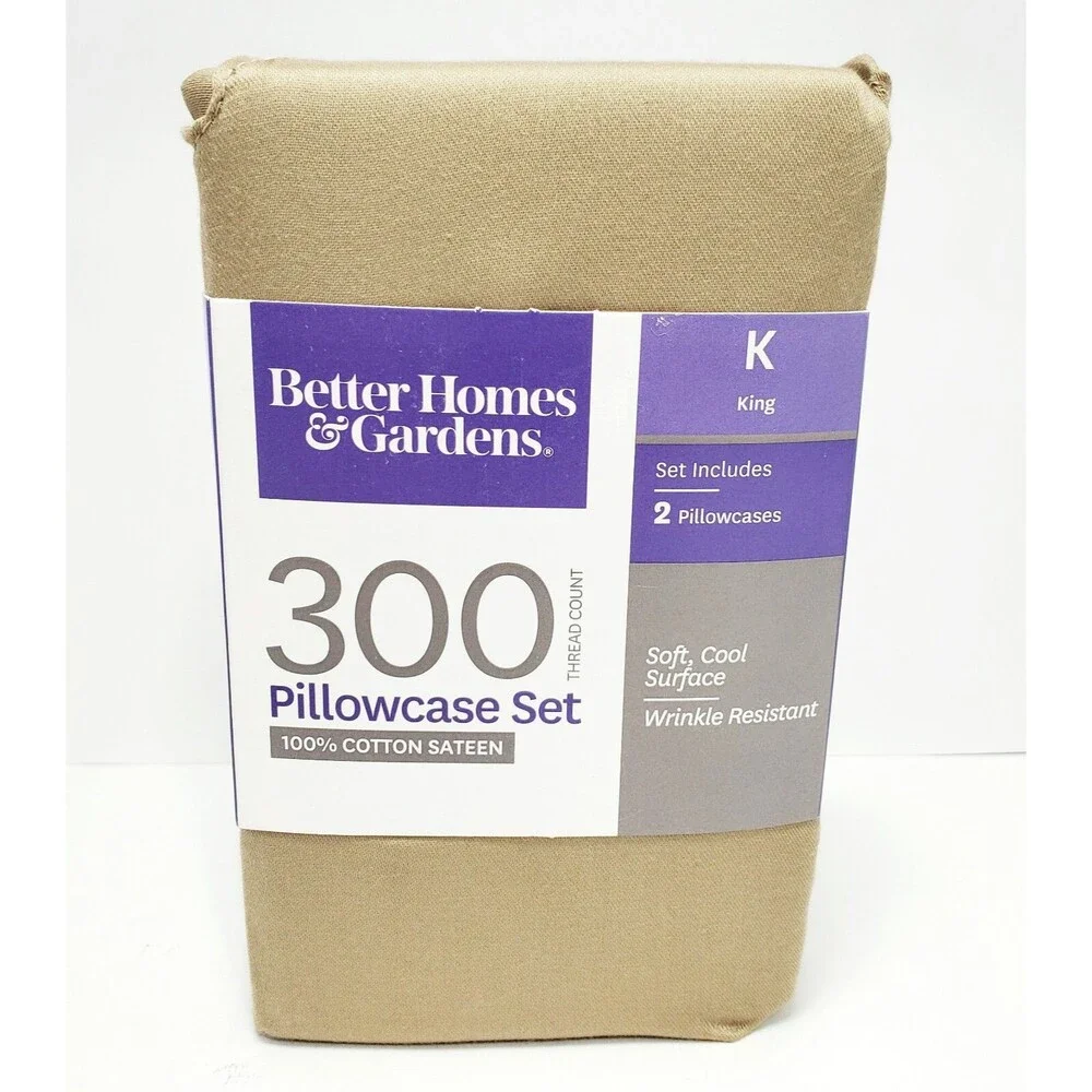 Better Homes & Gardens King Pillowcase Set 100% Cotton 300 Thread Count New